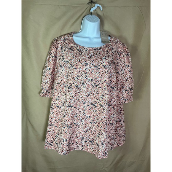 Emery Rose Tops - Emery Rose Floral Puff Sleeve Blouse Womens 4XL Pink New Daisy Boho Top